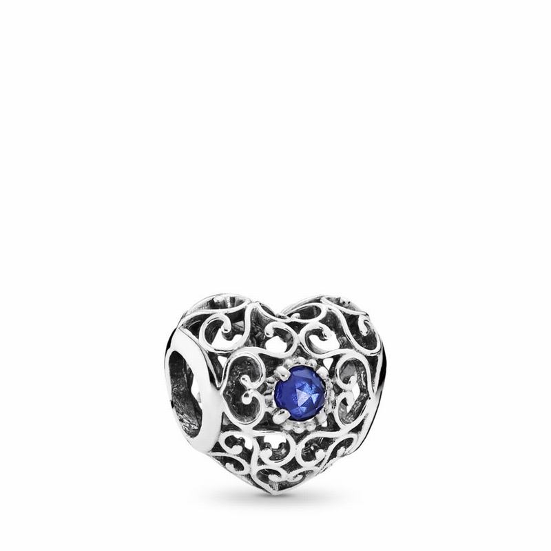 Pandora September Signature Heart Charm Silver Egypt RP7895630